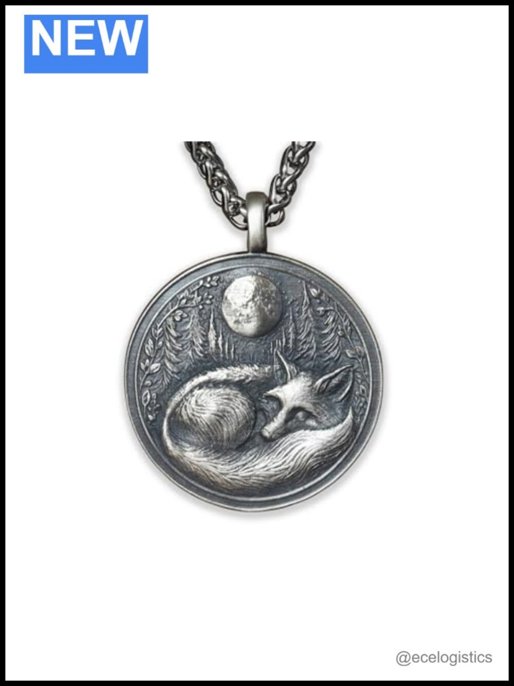 Handmade Solid 925 Sterling Silver Sleeping Fox Pendant Necklace